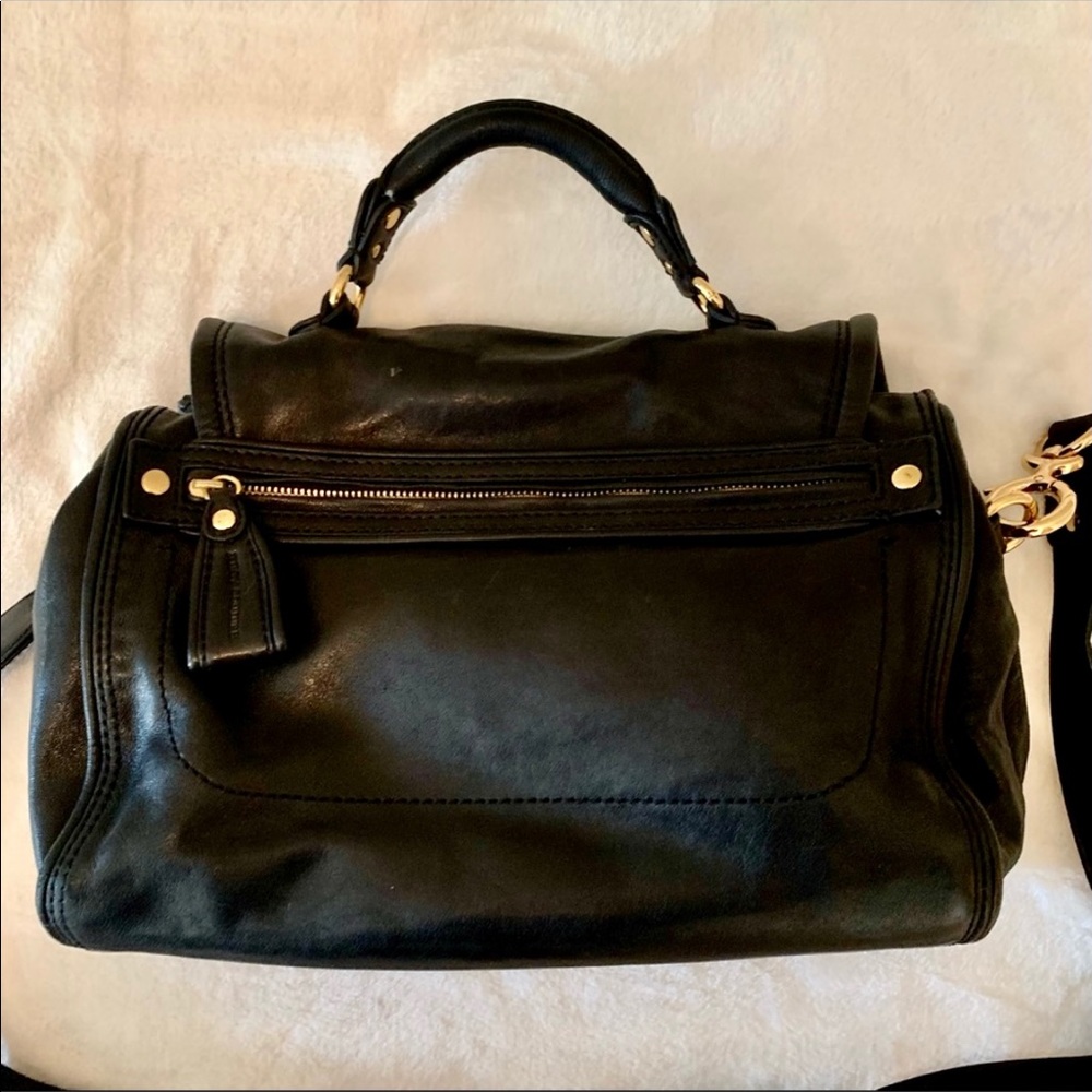 Juicy Couture Black gorgeous leather satchel crossbody handbag w/ gold hardware - Picture 3 of 16